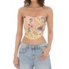 Clothing LUCY IN THE SKY | Floral Embroidered Corset Top In Nude | Lucy In The Sky