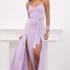 Clothing LUCY IN THE SKY | Milan Satin Tie Maxi In Lilac | Lucy In The Sky