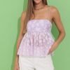 Clothing LUCY IN THE SKY | Beth Floral Baby Doll Top In Purple | Lucy In The Sky