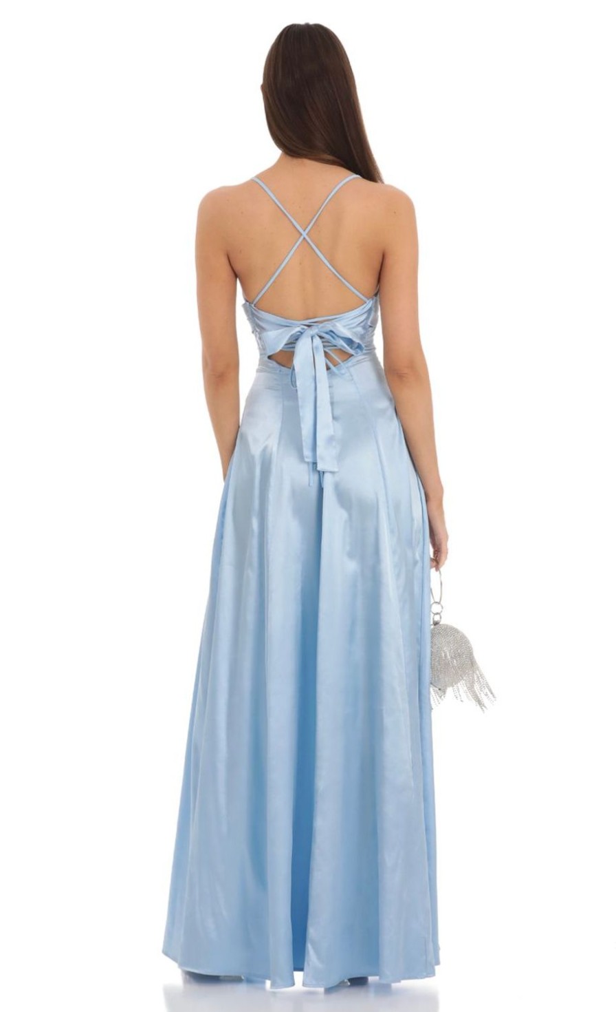 Clothing LUCY IN THE SKY | Pleated Maxi Dress In Light Blue | Lucy In The Sky