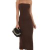 Clothing LUCY IN THE SKY | Noemi Knit Strapless Dress In Brown | Lucy In The Sky