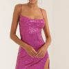 Clothing LUCY IN THE SKY | Yolanda Sequin Side Slit Dress In Pink | Lucy In The Sky