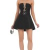 Clothing LUCY IN THE SKY | Strapless Rhinestone Bow Dress In Black | Lucy In The Sky