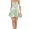 Clothing LUCY IN THE SKY | Crushed Satin Fit And Flare Dress In Green | Lucy In The Sky