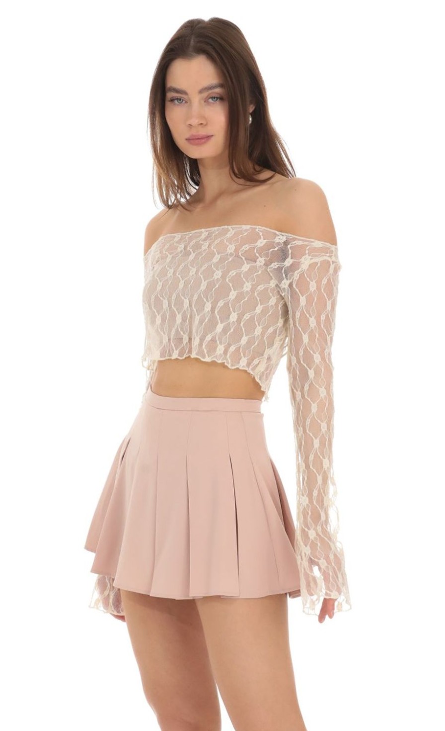 Clothing LUCY IN THE SKY | Pleated Skort In Dusty Rose | Lucy In The Sky