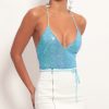 Clothing LUCY IN THE SKY | Party Sequin Bodysuit In Light Blue Iridescence | Lucy In The Sky