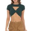 Clothing LUCY IN THE SKY | Knit Cutout Top In Green | Lucy In The Sky