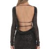 Clothing LUCY IN THE SKY | Sequin High Neck Open Back Dress In Black | Lucy In The Sky