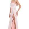 Clothing LUCY IN THE SKY | Satin Ruffle Maxi Dress In Pink | Lucy In The Sky