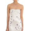 Clothing LUCY IN THE SKY | Jude Satin Floral Lace Strapless Dress In White | Lucy In The Sky