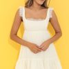 Clothing LUCY IN THE SKY | Michele Ruffle Baby Doll Dress In Cream | Lucy In The Sky