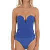 Clothing LUCY IN THE SKY | Giada Crinkle Bodysuit In Blue | Lucy In The Sky