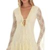 Clothing LUCY IN THE SKY | Jacira Lace Plunge Neck Dress In Yellow | Lucy In The Sky