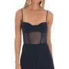 Clothing LUCY IN THE SKY | Marci Mesh Corset Romper In Navy | Lucy In The Sky