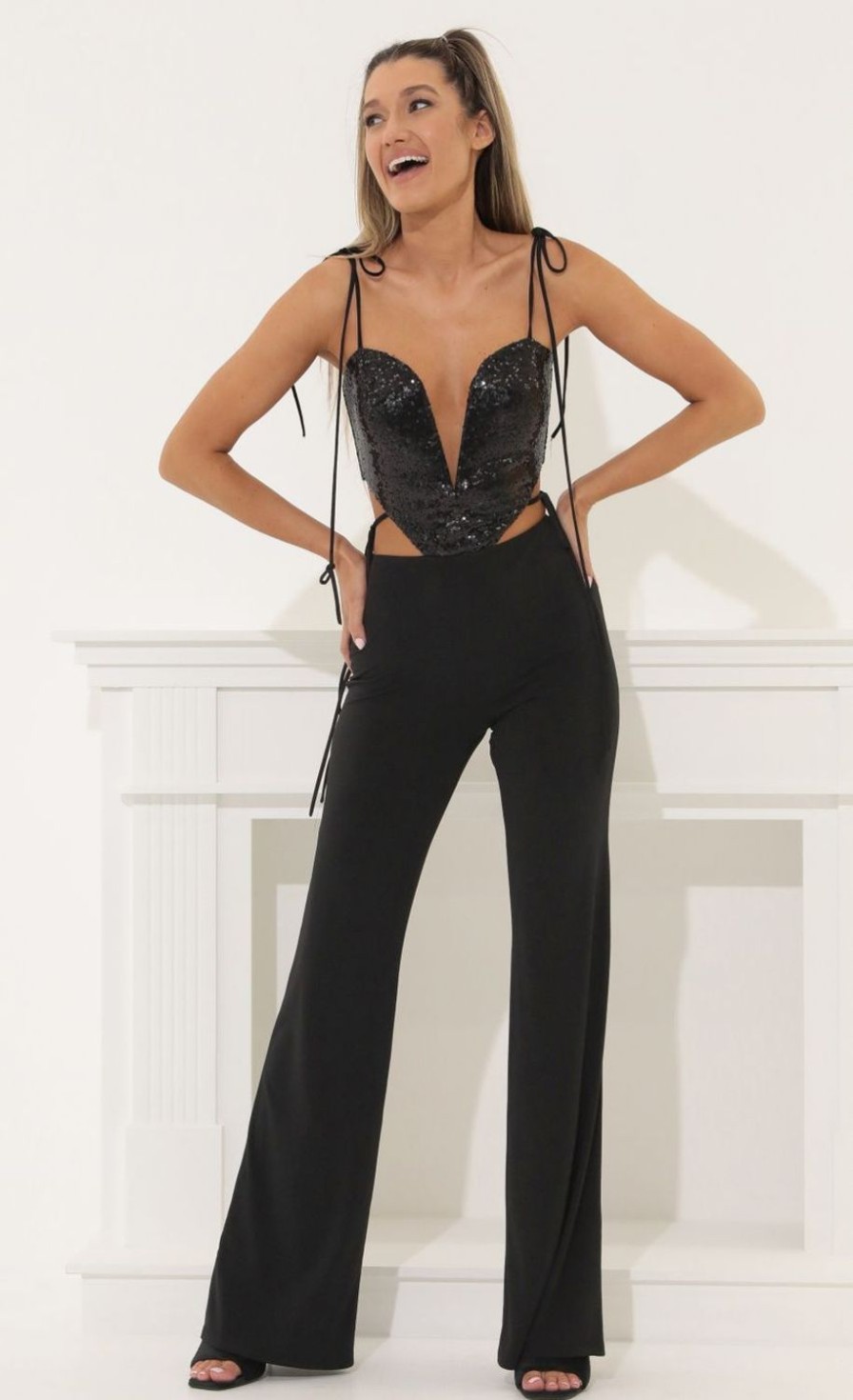 Clothing LUCY IN THE SKY | Kordyn Cutout Jumpsuit In Black | Lucy In The Sky