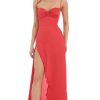 Clothing LUCY IN THE SKY | Satin Front Twist Strappy Maxi Dress In Red | Lucy In The Sky