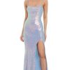 Clothing LUCY IN THE SKY | Iridescent Sequin Maxi Dress In Blue | Lucy In The Sky