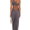 Clothing LUCY IN THE SKY | Keziah One Shoulder Two Piece Maxi Skirt Set In Mauve | Lucy In The Sky