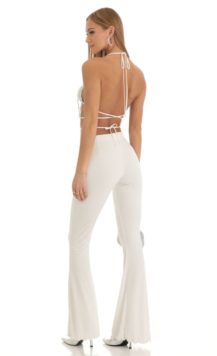 Clothing LUCY IN THE SKY | Soul Sequin Two Piece Pant Set In White | Lucy In The Sky