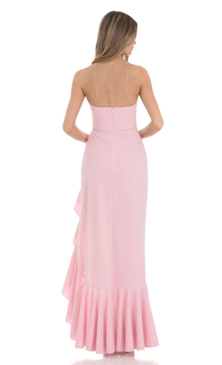 Clothing LUCY IN THE SKY | Strapless Corset Maxi Dress In Pink | Lucy In The Sky