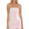 Clothing LUCY IN THE SKY | Cabello Iridescent Sequin Dress In White | Lucy In The Sky