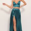 Clothing LUCY IN THE SKY | Madeline Satin Maxi Set In Teal | Lucy In The Sky