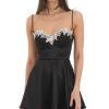 Clothing LUCY IN THE SKY | Embroidery Lace Satin A-Line Dress In Black | Lucy In The Sky