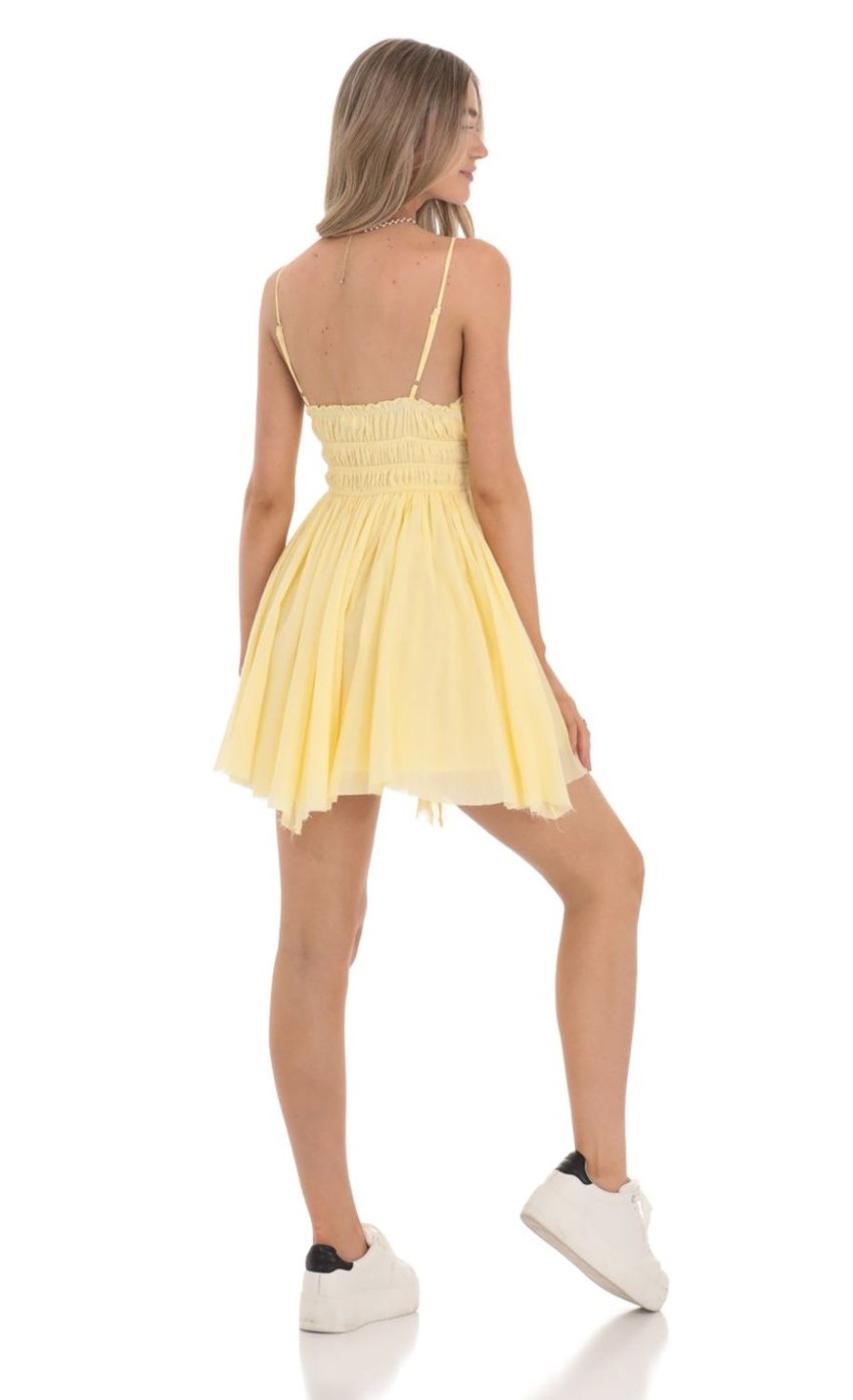 Clothing LUCY IN THE SKY | A-Line V- Neck Dress In Yellow | Lucy In The Sky