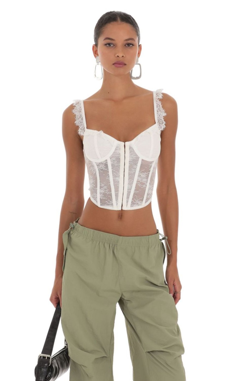 Clothing LUCY IN THE SKY | Ourea Lace Corset Top In White | Lucy In The Sky