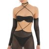 Clothing LUCY IN THE SKY | Ademina Foil Mesh Cutout Set And Sleeves In Black | Lucy In The Sky