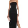 Clothing LUCY IN THE SKY | Velvet Strapless Maxi Dress In Black | Lucy In The Sky