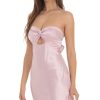 Clothing LUCY IN THE SKY | Satin Strapless Twist Cutout Dress In Lilac | Lucy In The Sky