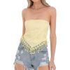 Clothing LUCY IN THE SKY | Jacquard Tassel Bandana Top In Yellow | Lucy In The Sky