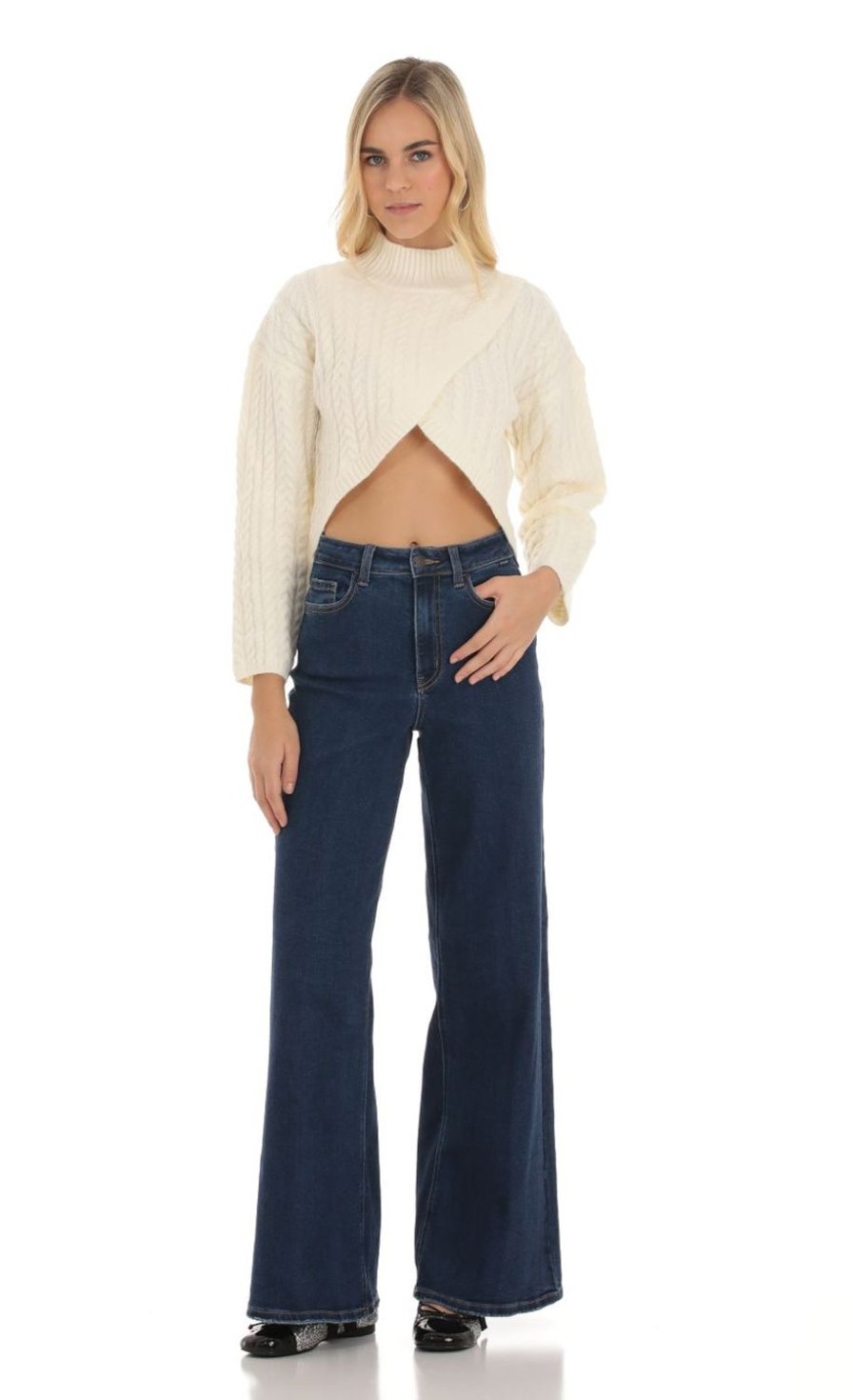 Clothing LUCY IN THE SKY | Amirah Wide Leg Jeans In Denim | Lucy In The Sky