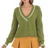 Clothing LUCY IN THE SKY | Buttoned Knit Cardigan In Green | Lucy In The Sky