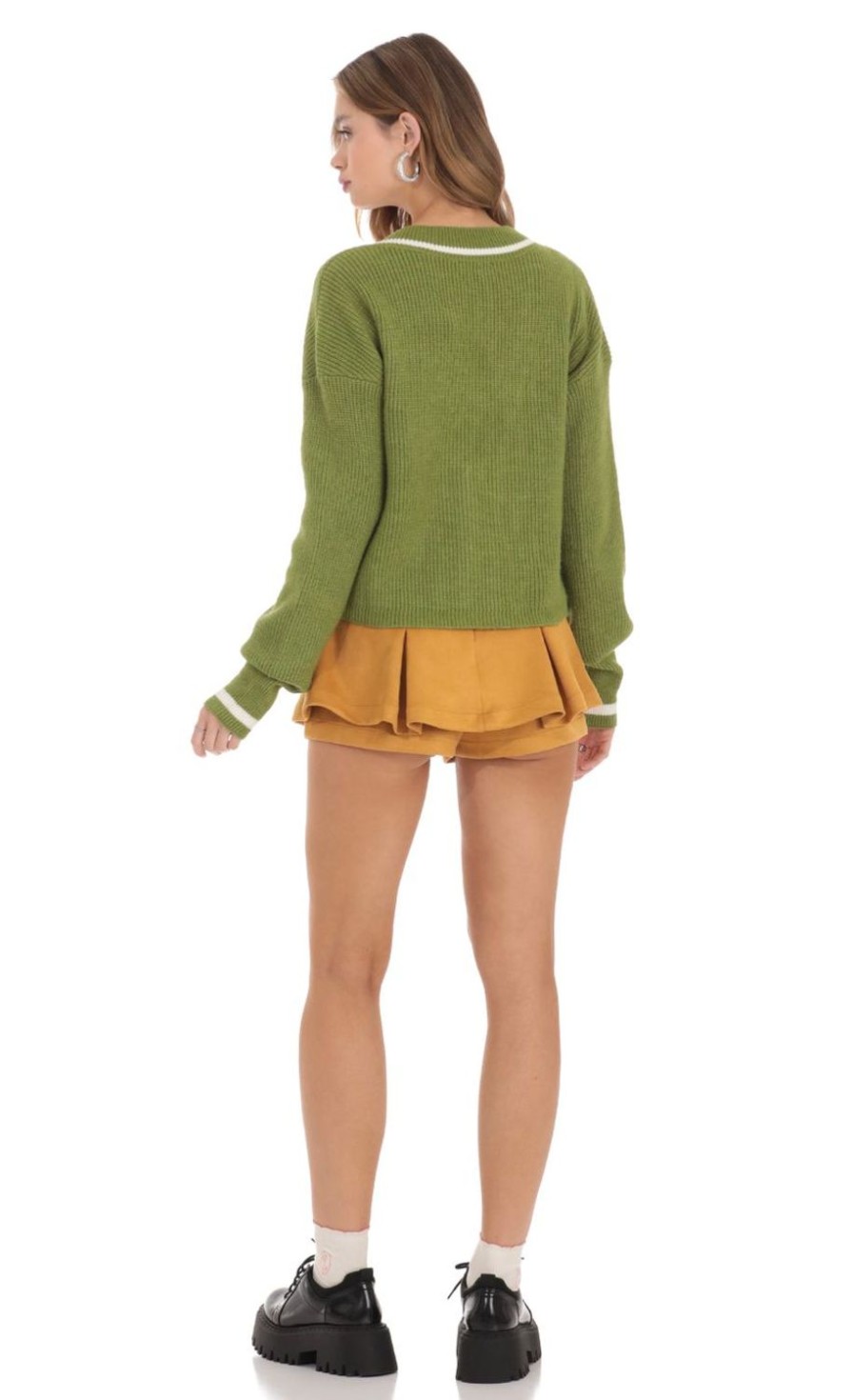 Clothing LUCY IN THE SKY | Buttoned Knit Cardigan In Green | Lucy In The Sky