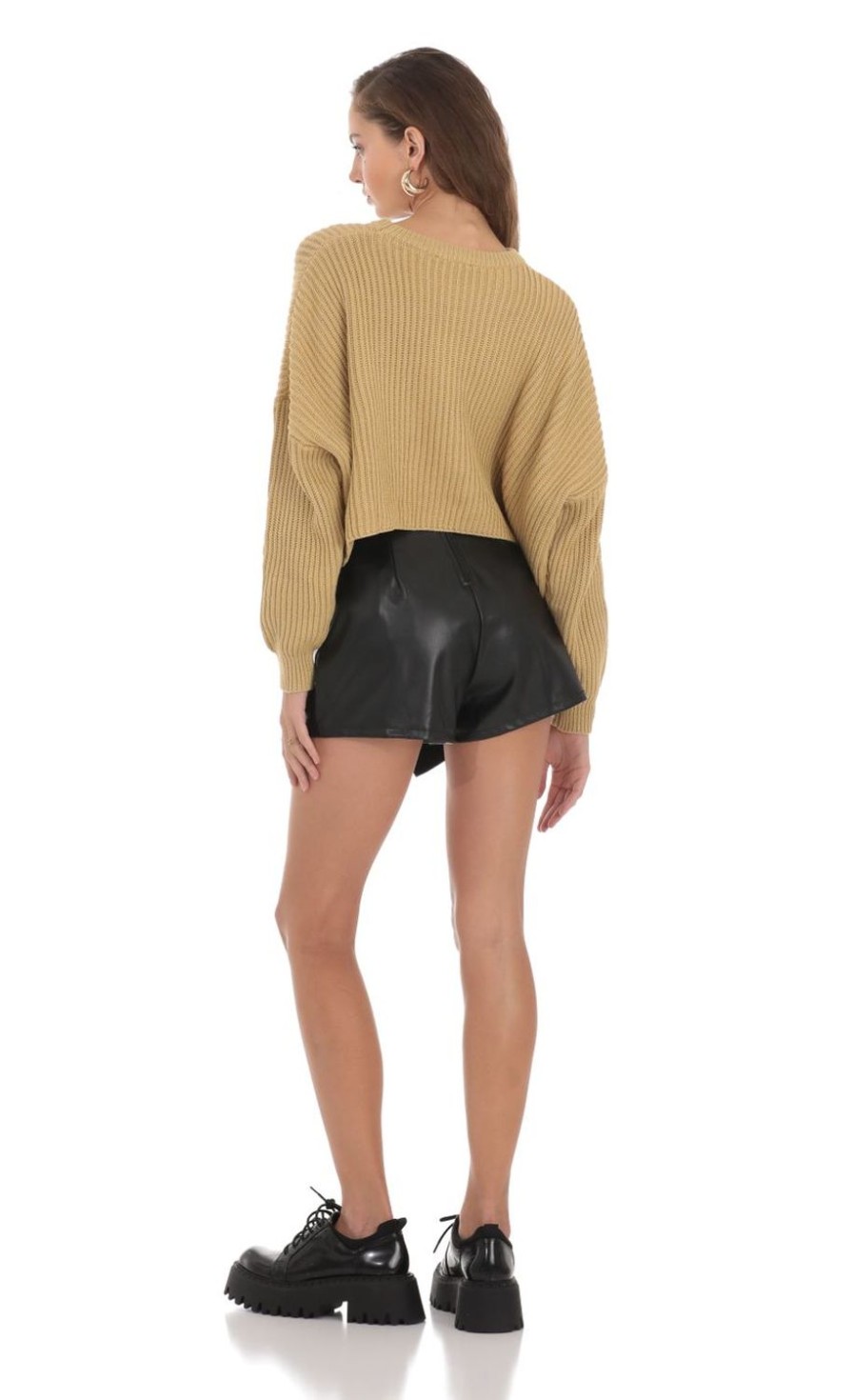 Clothing LUCY IN THE SKY | Leather Buckle Shorts In Black | Lucy In The Sky