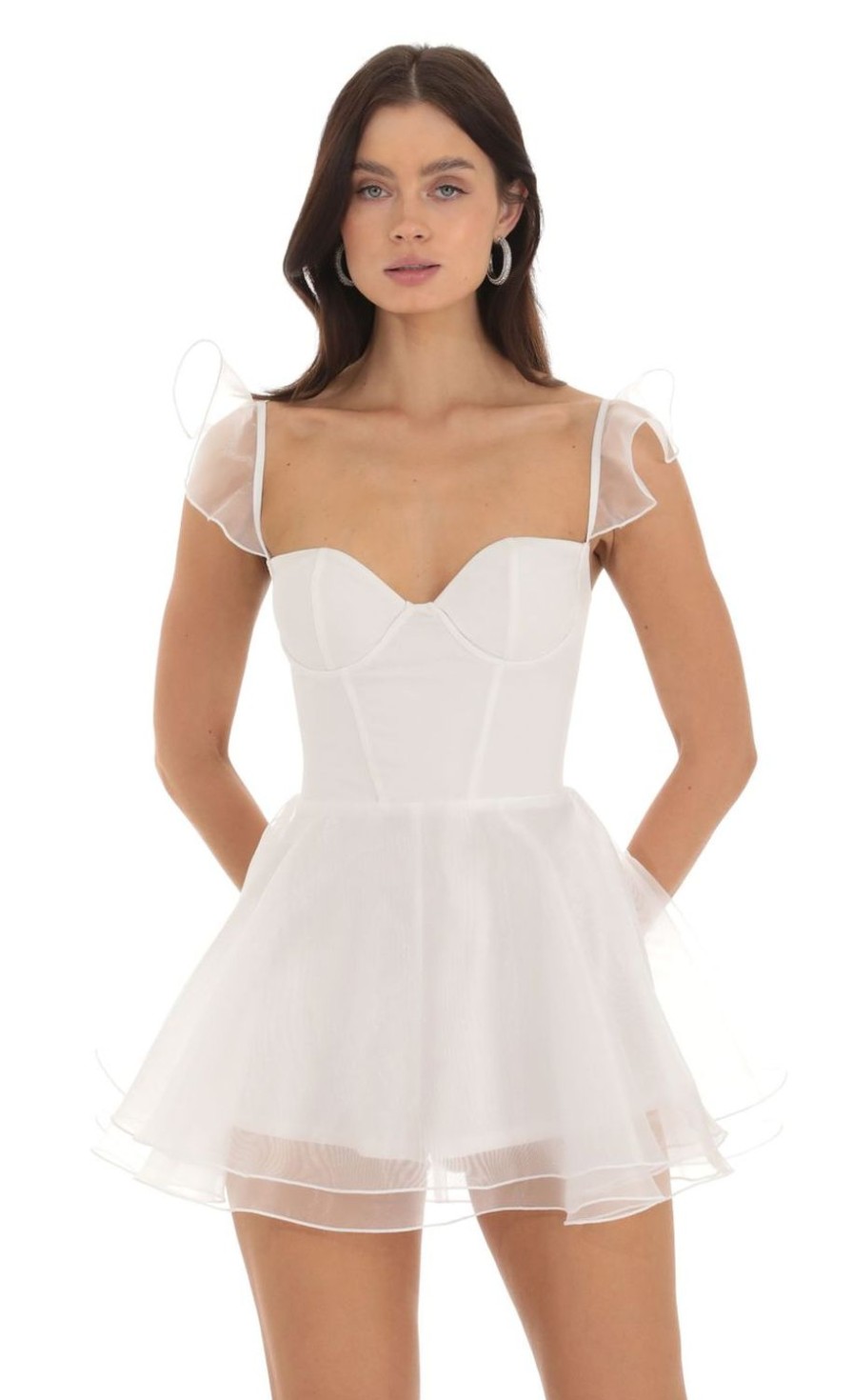 Clothing LUCY IN THE SKY | Ginny Corset A-Line Romper In White | Lucy In The Sky