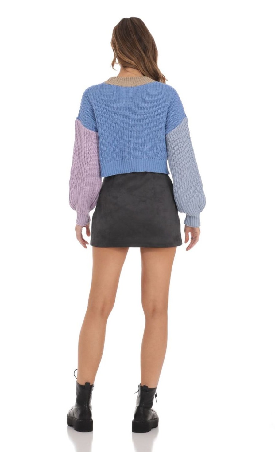 Clothing LUCY IN THE SKY | Block Color Knit Jumper In Blue | Lucy In The Sky