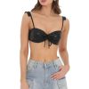 Clothing LUCY IN THE SKY | Faux Leather Bralette Top In Black | Lucy In The Sky