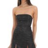 Clothing LUCY IN THE SKY | Jacquard Back Bow Strapless Dress In Black | Lucy In The Sky