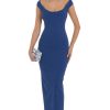 Clothing LUCY IN THE SKY | Shimmer Open Back Dress In Blue | Lucy In The Sky