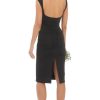 Clothing LUCY IN THE SKY | Open Back Ruched Midi Dress In Black | Lucy In The Sky