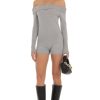 Clothing LUCY IN THE SKY | Lanna Knit Off Shoulder Romper In Grey | Lucy In The Sky