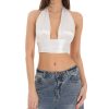 Clothing LUCY IN THE SKY | Halter Satin Top In White | Lucy In The Sky