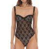 Clothing LUCY IN THE SKY | Sheer Lace Bodysuit In Black | Lucy In The Sky