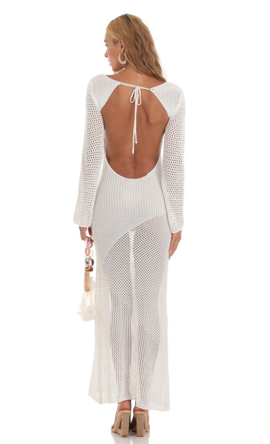 Clothing LUCY IN THE SKY | Winry Crochet Maxi Dress In White | Lucy In The Sky