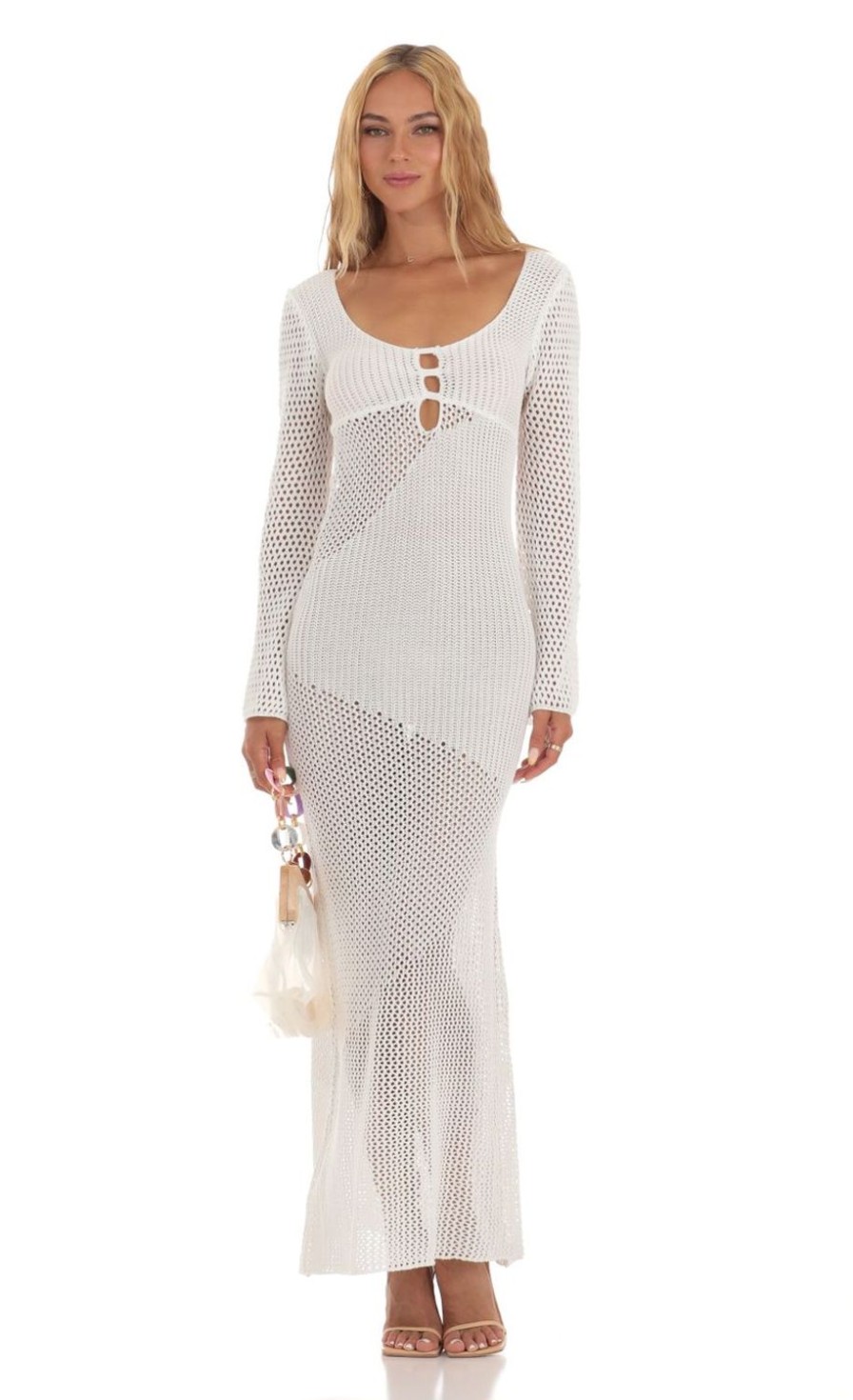 Clothing LUCY IN THE SKY | Winry Crochet Maxi Dress In White | Lucy In The Sky