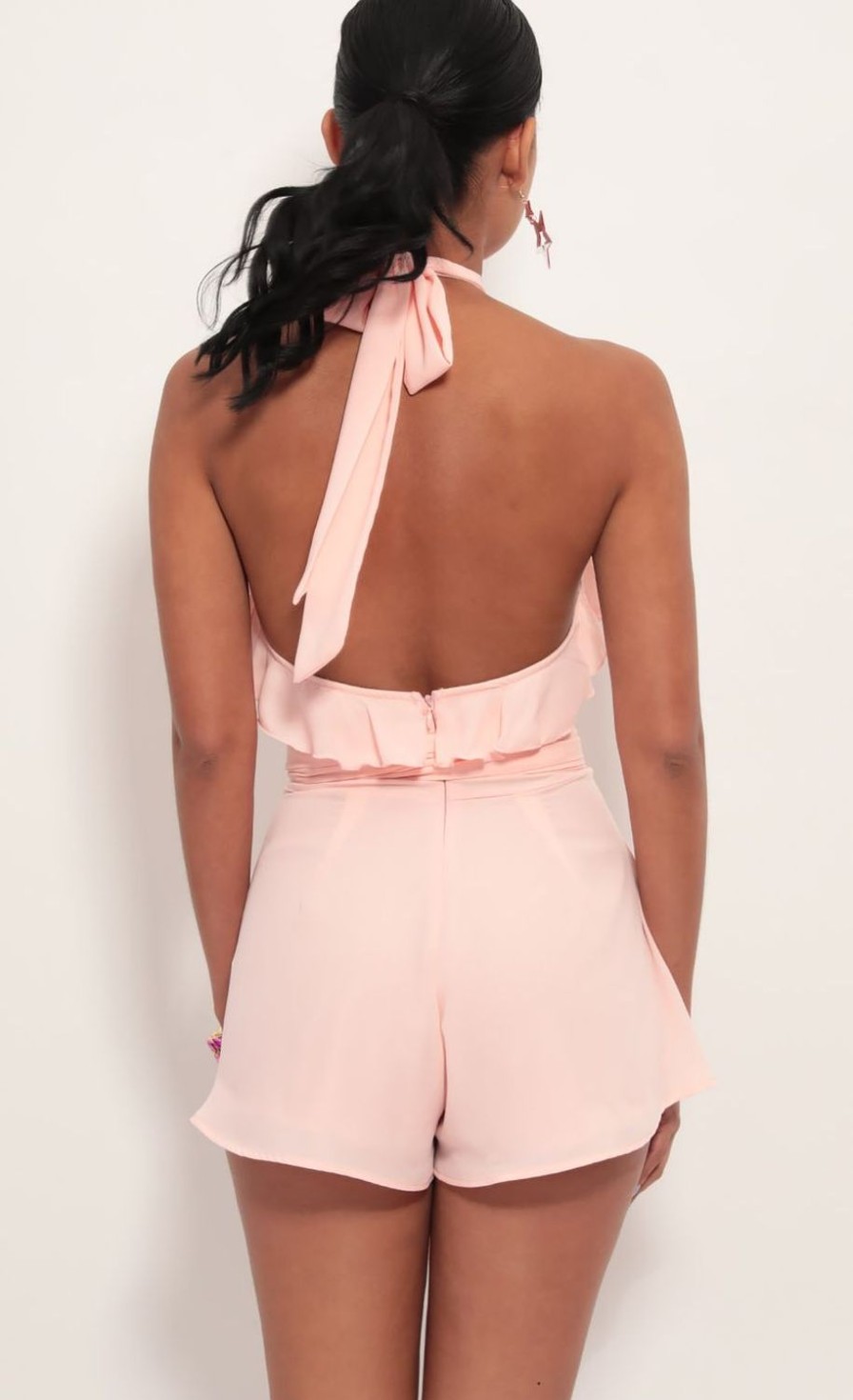 Clothing LUCY IN THE SKY | Anabella Romper In Blush | Lucy In The Sky