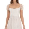 Clothing LUCY IN THE SKY | Chiffon Corset Puff Sleeve Dress In White | Lucy In The Sky